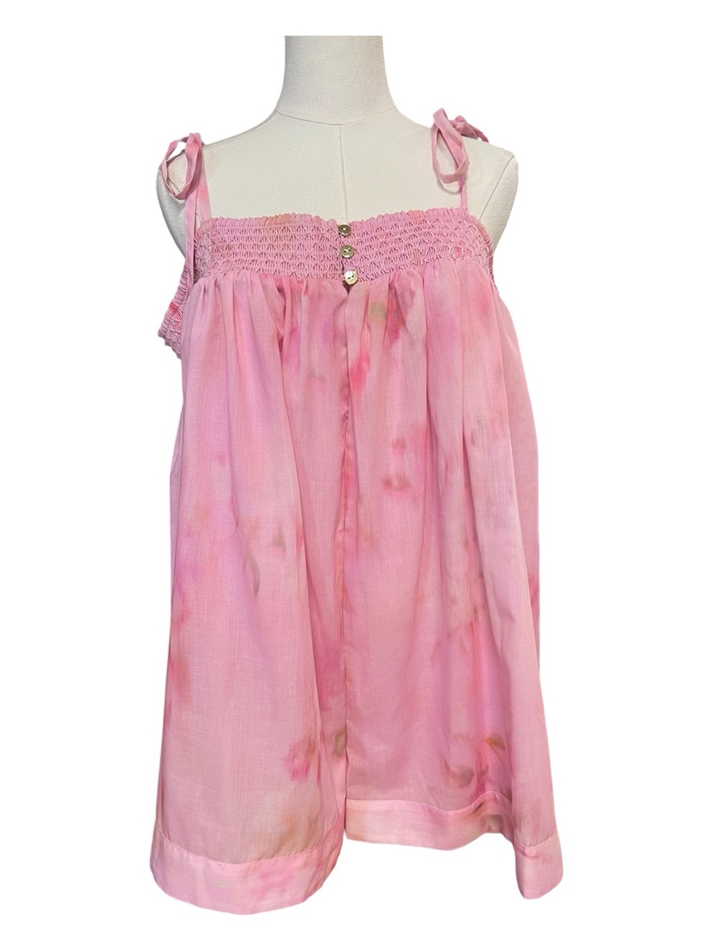 🆕 NWT Gianni Bini Greer Blush Watercolor Smocked Romper | Size XL